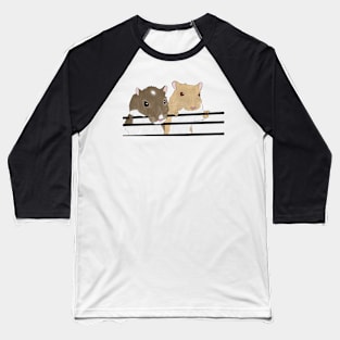 Two cute gerbils holding on to cage bars Baseball T-Shirt